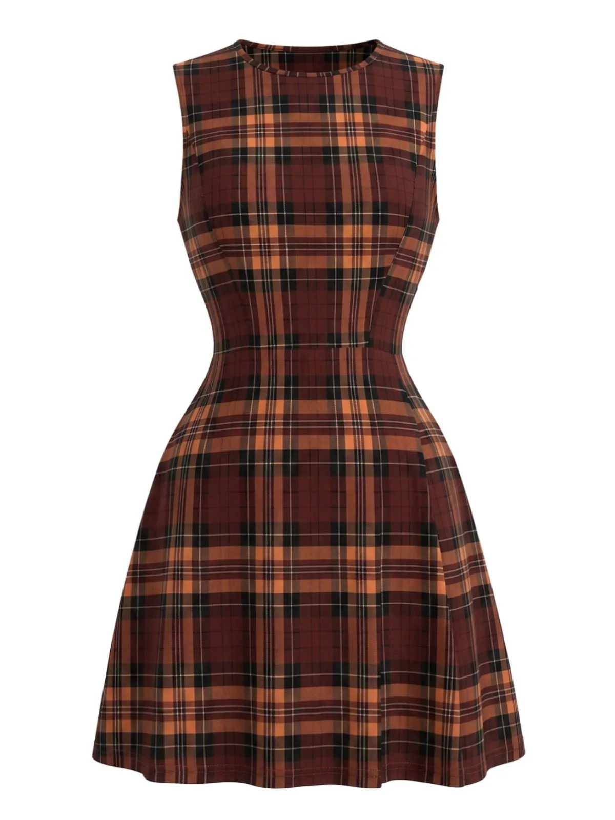 Red 1960s Plaid Sleeveless A-Line Dress sold by Retro Stage product image thumbnail 2