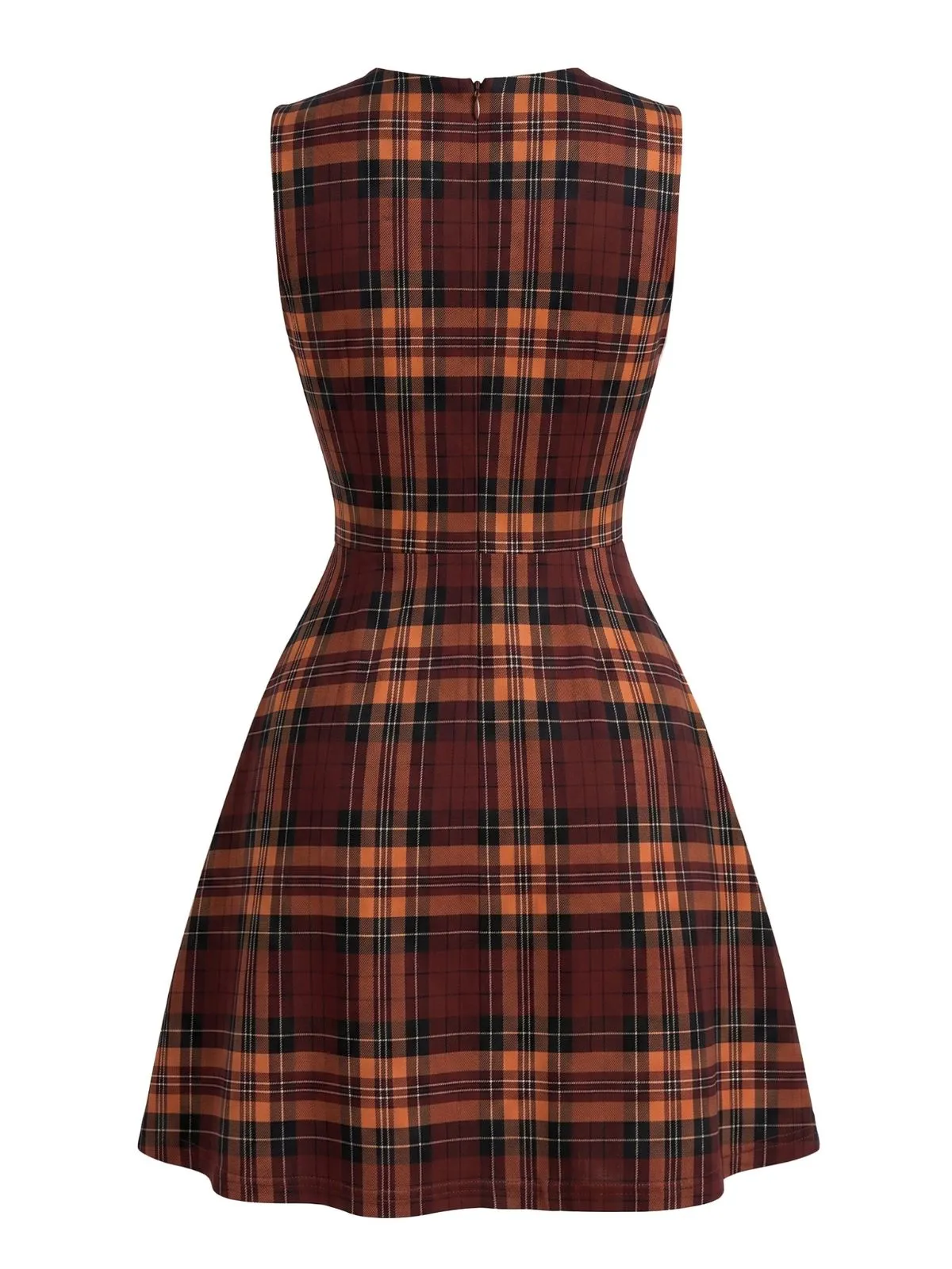 Red 1960s Plaid Sleeveless A-Line Dress sold by Retro Stage product image thumbnail 3