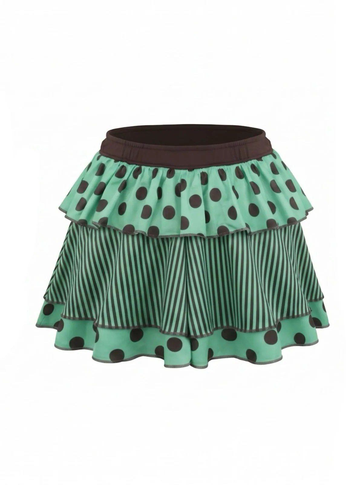 1980s Polka Dot Stripe Layered Mini Skirt sold by Retro Stage product image thumbnail 4