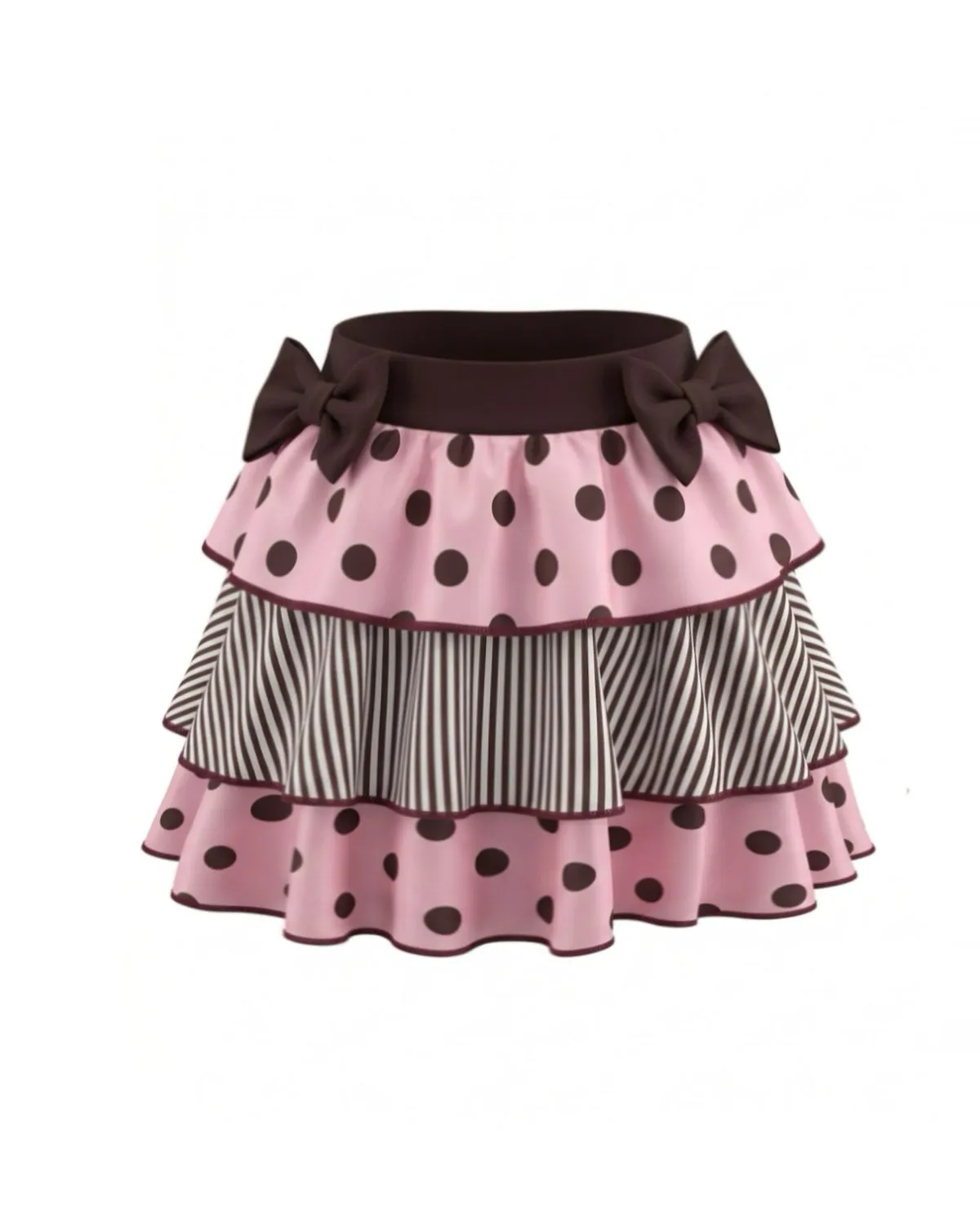 1980s Polka Dot Stripe Layered Mini Skirt sold by Retro Stage