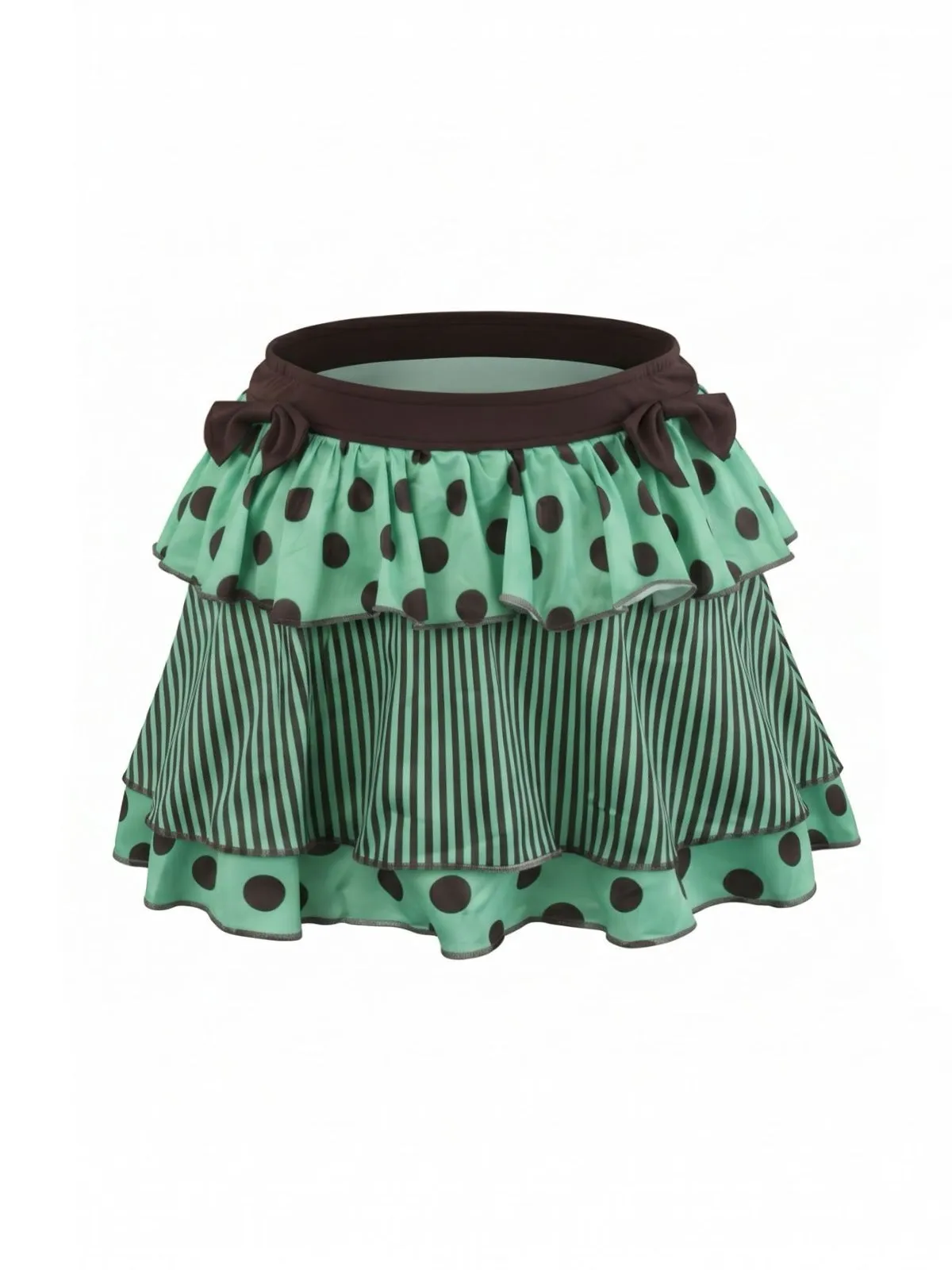 1980s Polka Dot Stripe Layered Mini Skirt sold by Retro Stage product image thumbnail 3