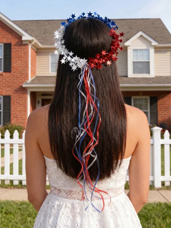 Independence Day Star Ribbon Floral Wreath made by Retro Stage