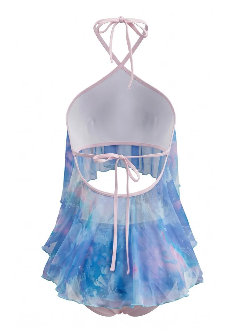 Sky Blue 1980s Halter Ombré Ruffled Tankini Set sold by Retro Stage product image thumbnail 2