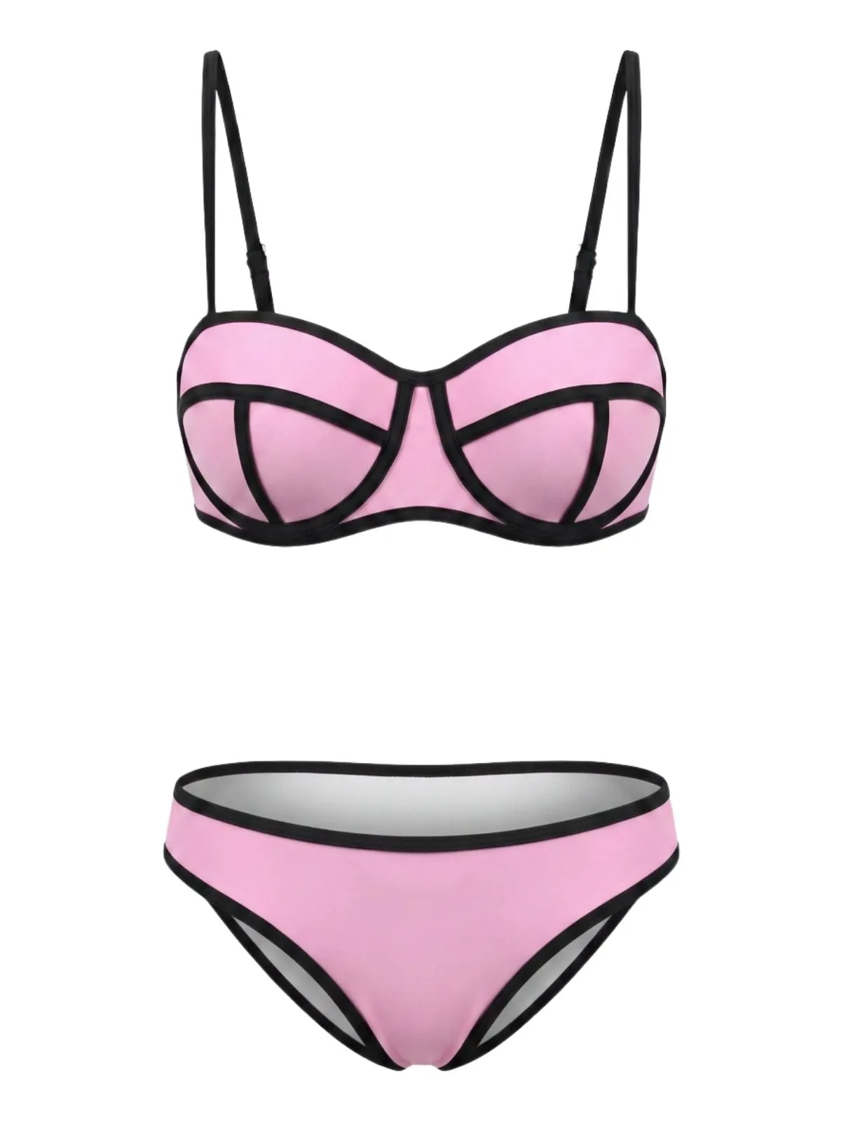 1970s Spaghetti Strap Colorblock Trim Bikini Set sold by Retro Stage product image thumbnail 4