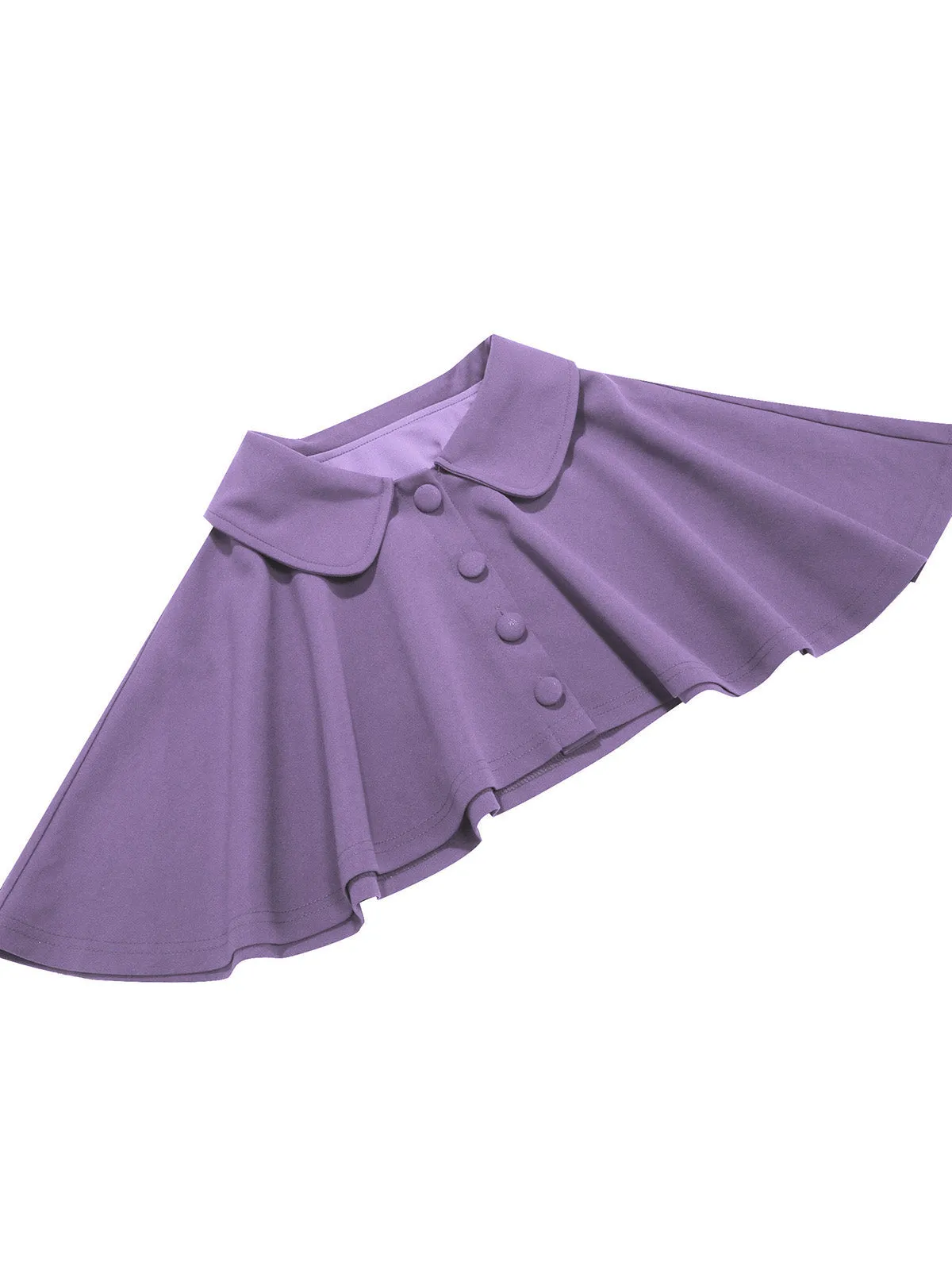 Purple 1950s Solid Lapel A-Line Dress & Cape sold by Retro Stage product image thumbnail 4