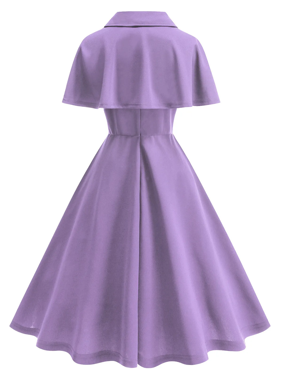 Purple 1950s Solid Lapel A-Line Dress & Cape sold by Retro Stage product image thumbnail 2