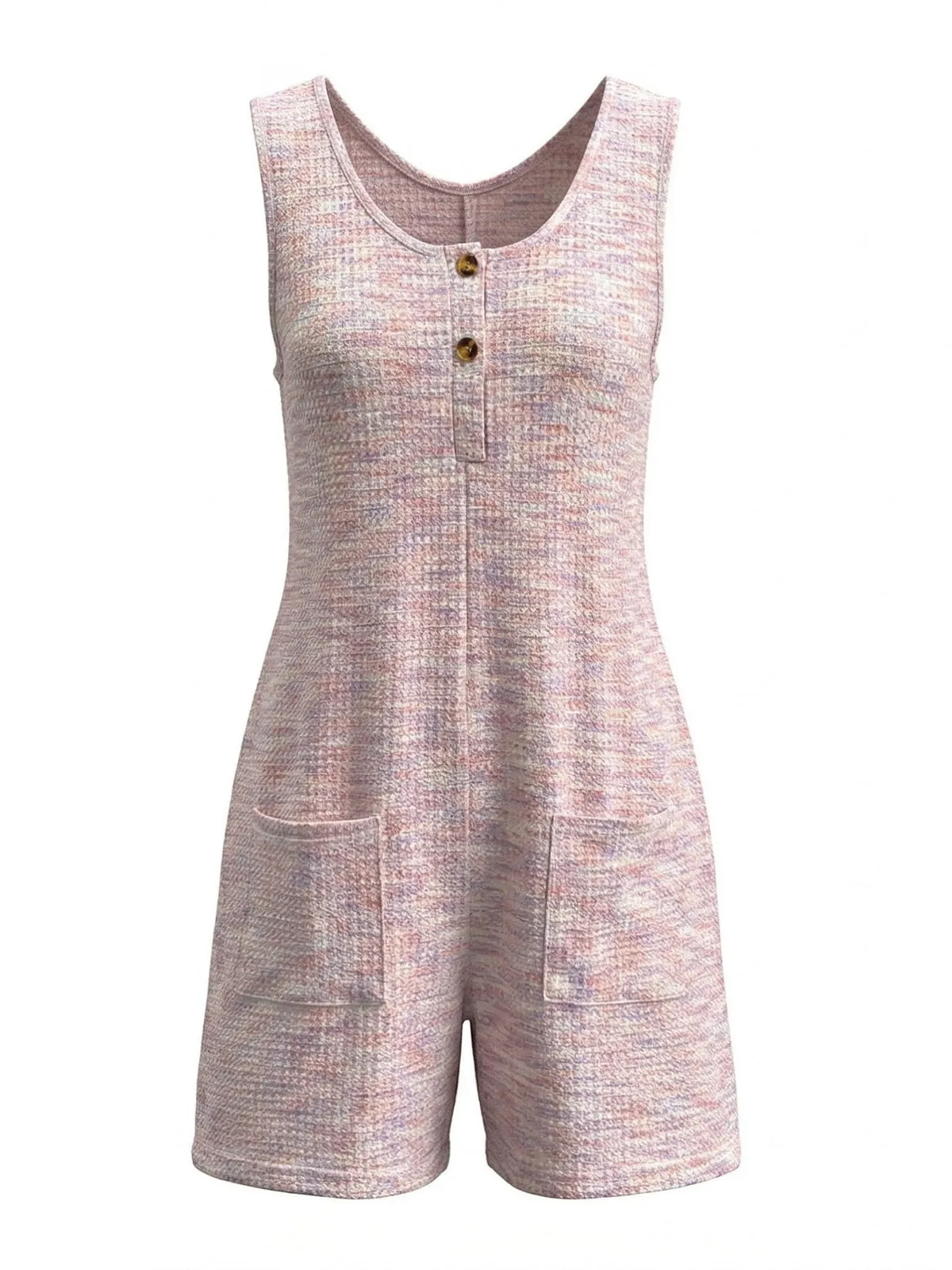 Pink 1930s Tweed Button Front Sleeveless Romper sold by Retro Stage product image thumbnail 2