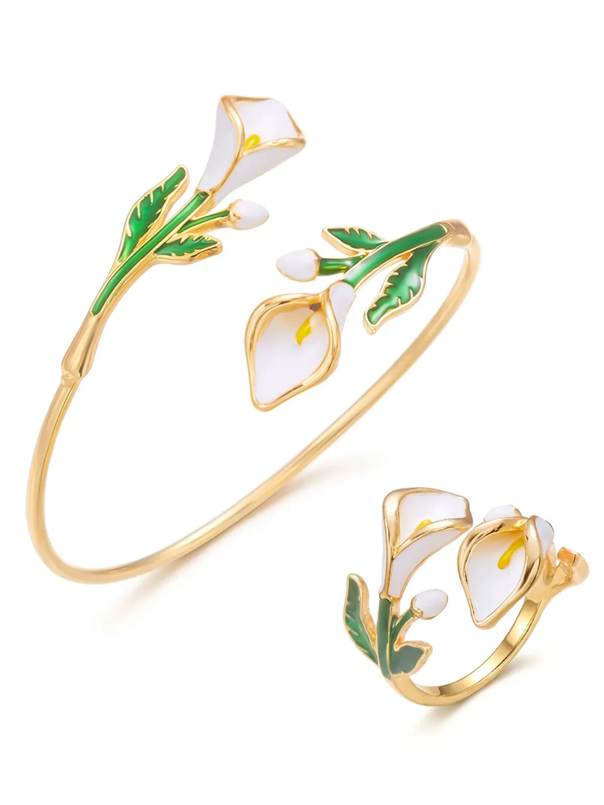 Vintage Floral Open Cuff Bracelet & Ring Set sold by Retro Stage product image thumbnail 5