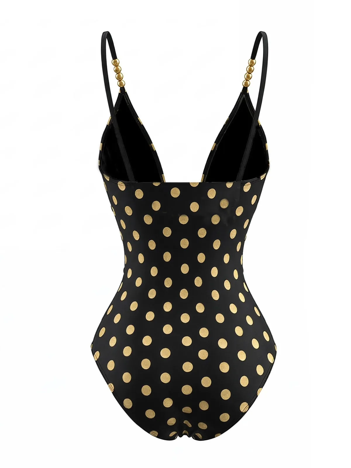 Black 1980s Polka Dot Swimsuit & Cover-Up Skirt sold by Retro Stage product image thumbnail 5