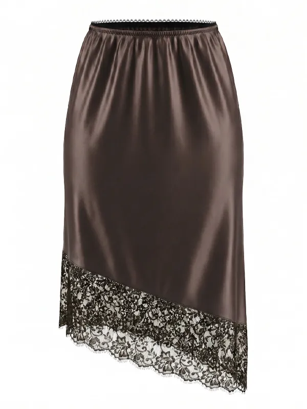 1940s Satin Asymmetrical Lace Skirt made by Retro Stage