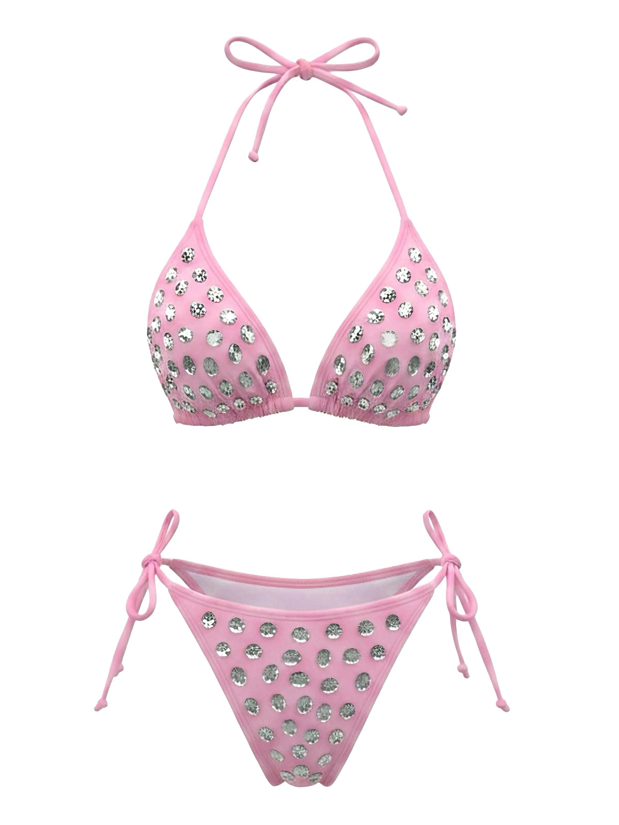 1980s Rhinestone Halter Triangle Bikini Set sold by Retro Stage product image thumbnail 2