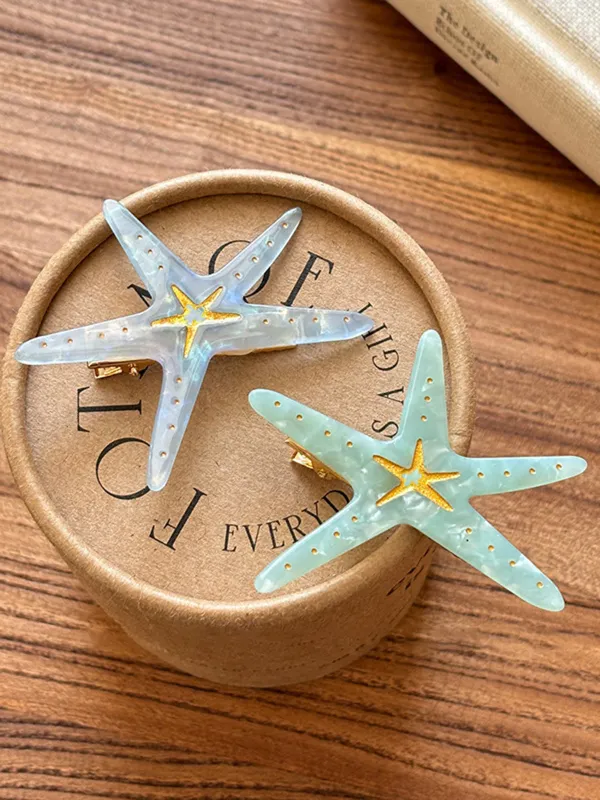 Vintage Acetate Acid Starfish Metal Alligator Hair Clip made by Retro Stage