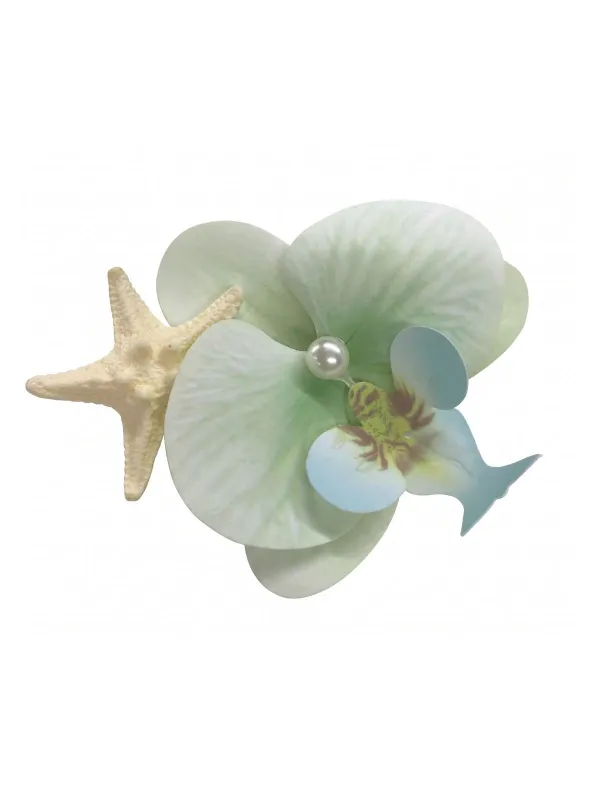 Green Floral Starfish Hair Accessory made by Retro Stage
