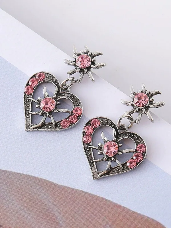 Vintage Crystal Heart Sun Drop Earrings made by Retro Stage