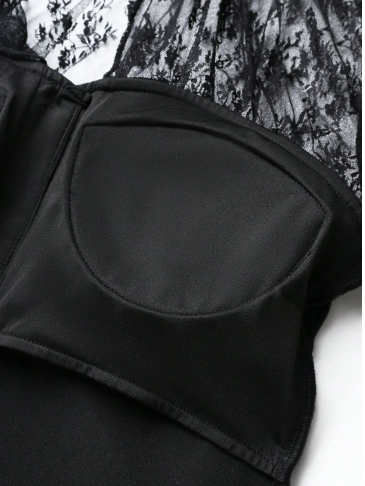 Black 1960s V-Neck Lace Patchwork Blouse sold by Retro Stage product image thumbnail 5