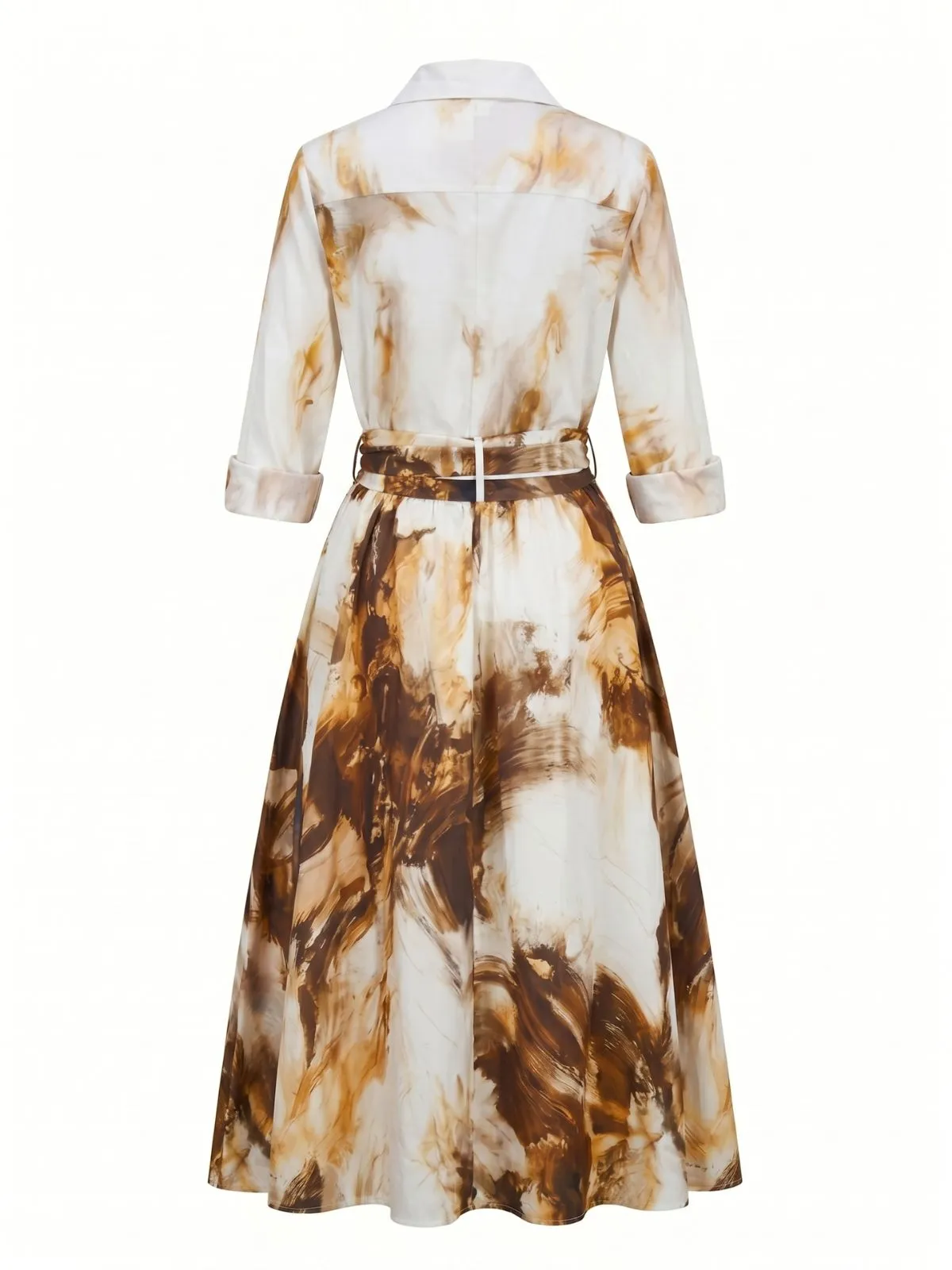 2PCS Khaki 1940s Vintage Print Blouse & Skirt sold by Retro Stage product image thumbnail 3