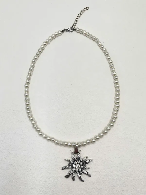 Pearl Floral Pendant Statement Necklace made by Retro Stage