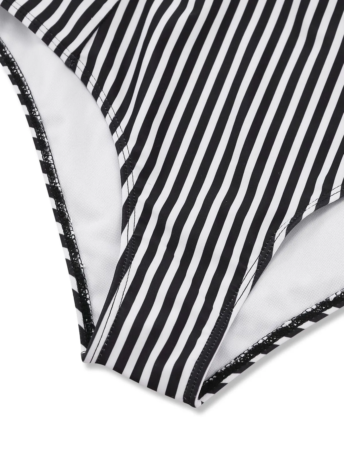 Black 1950s Halter Stripe Knotted Tankini Set sold by Retro Stage product image thumbnail 5