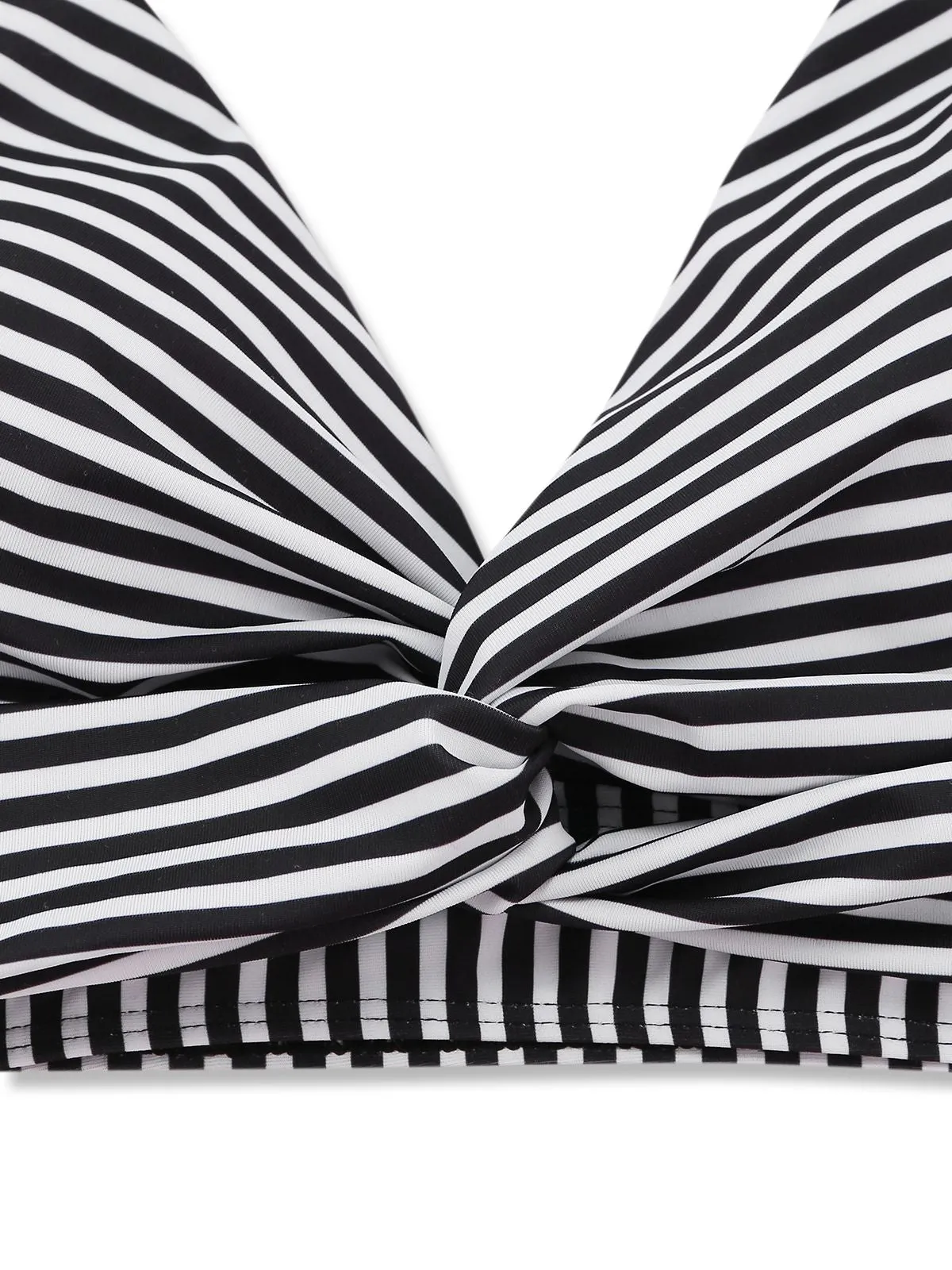 Black 1950s Halter Stripe Knotted Tankini Set sold by Retro Stage product image thumbnail 3