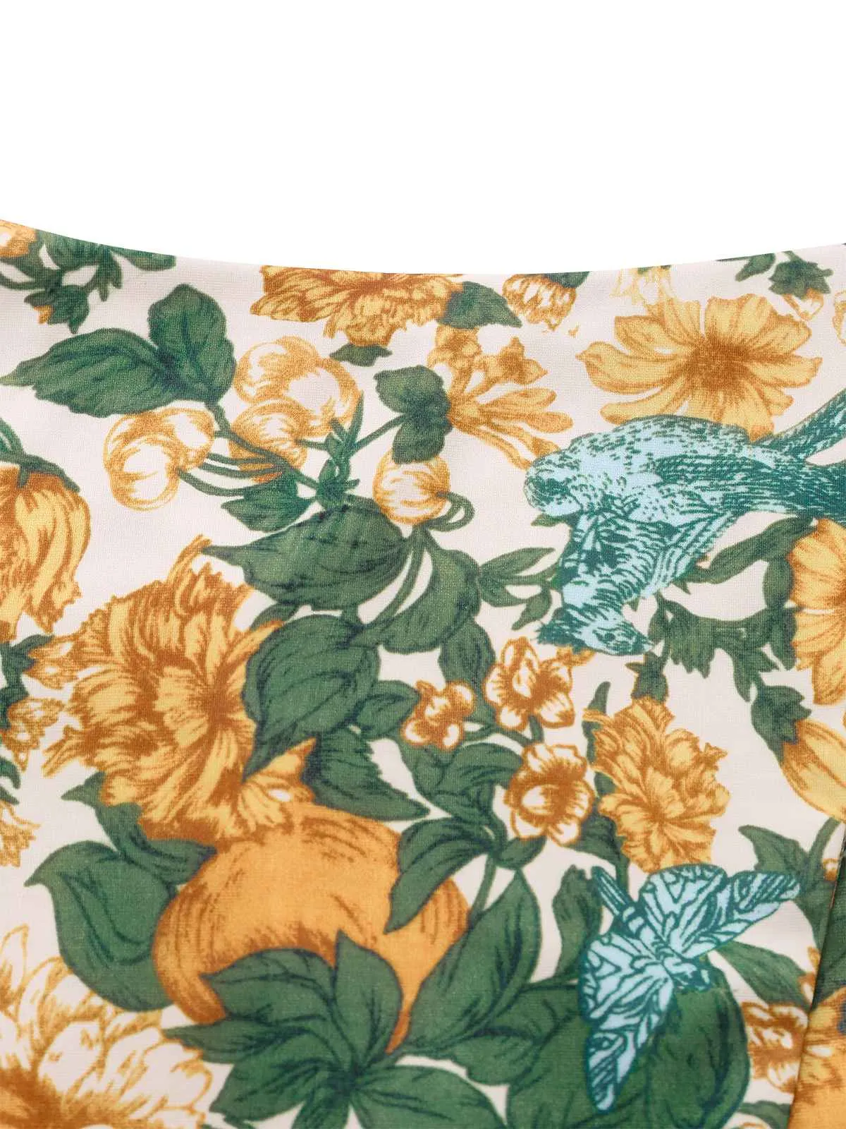 2PCS Yellow 1950s Floral Wide Strap Top & Mini Skirt sold by Retro Stage product image thumbnail 5