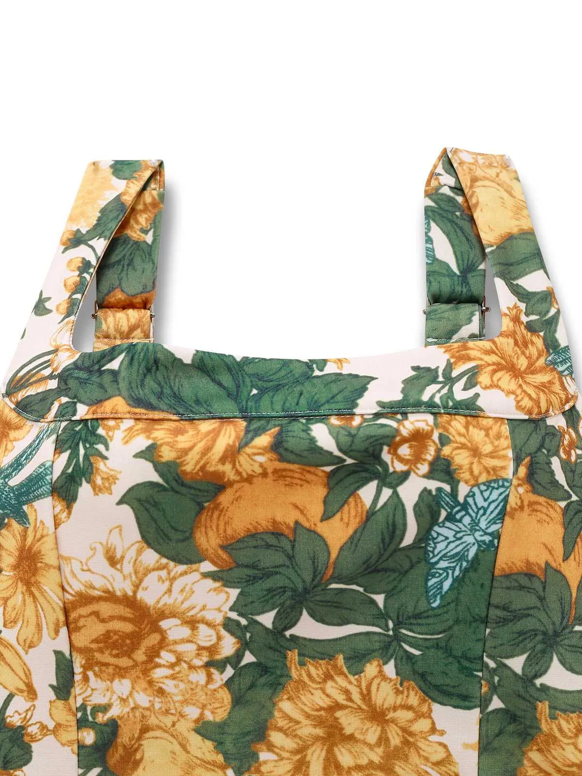 2PCS Yellow 1950s Floral Wide Strap Top & Mini Skirt sold by Retro Stage product image thumbnail 3