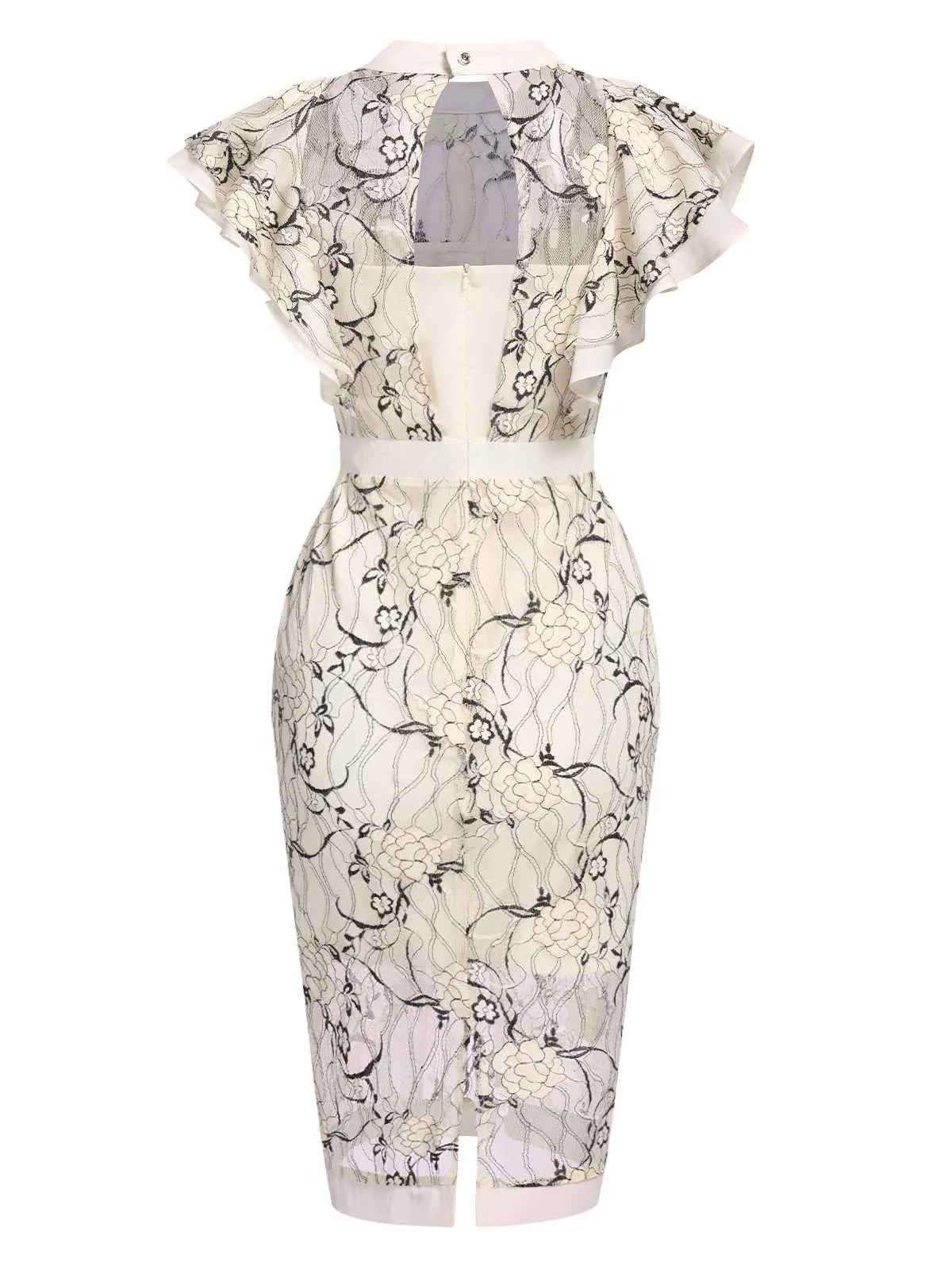 1960s Floral Sheer Lace Pencil Dress sold by Retro Stage product image thumbnail 2