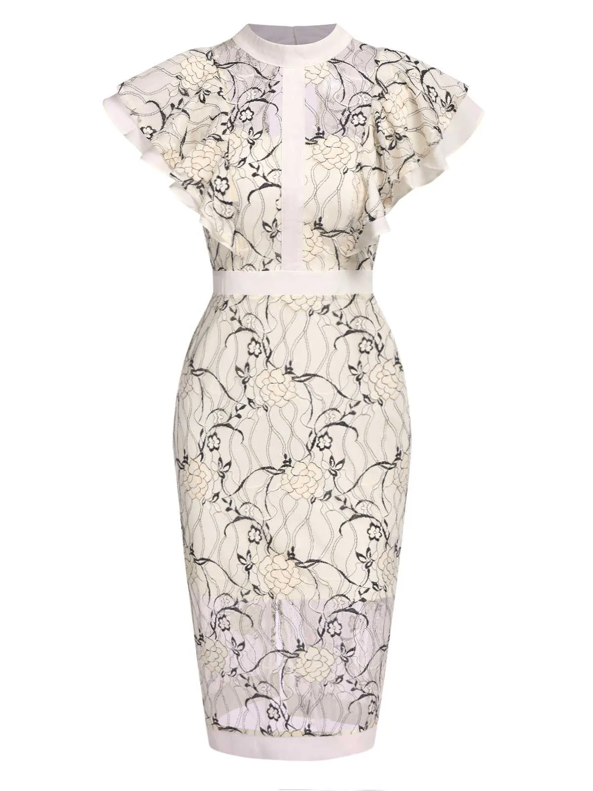 1960s Floral Sheer Lace Pencil Dress sold by Retro Stage