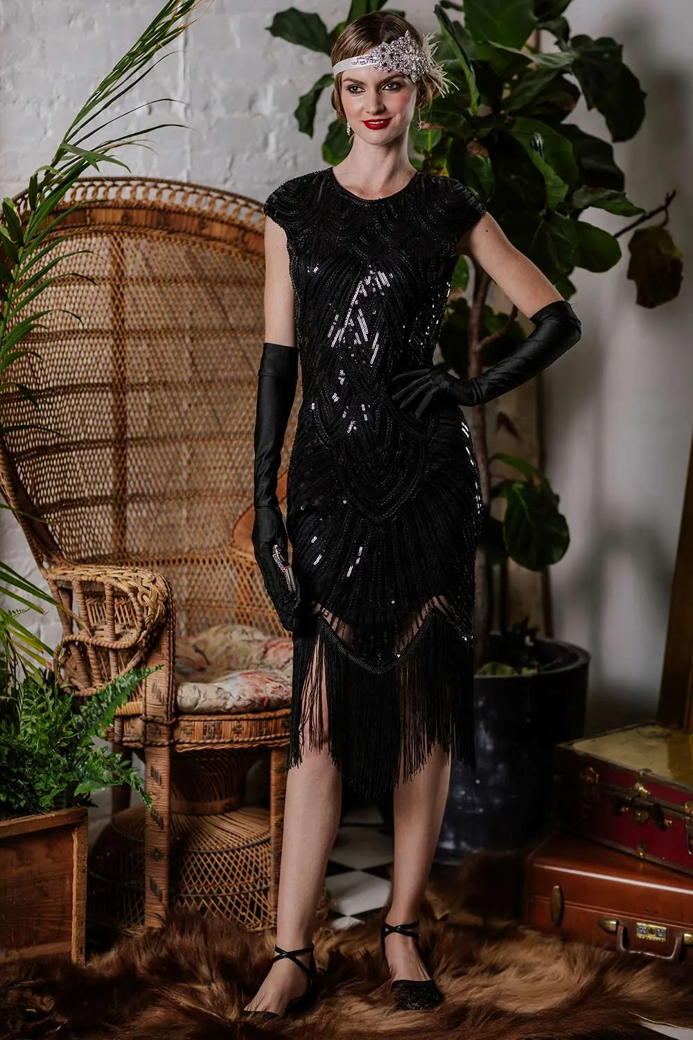 1920s Sequin Beaded Fringed Dress sold by Retro Stage product image thumbnail 2