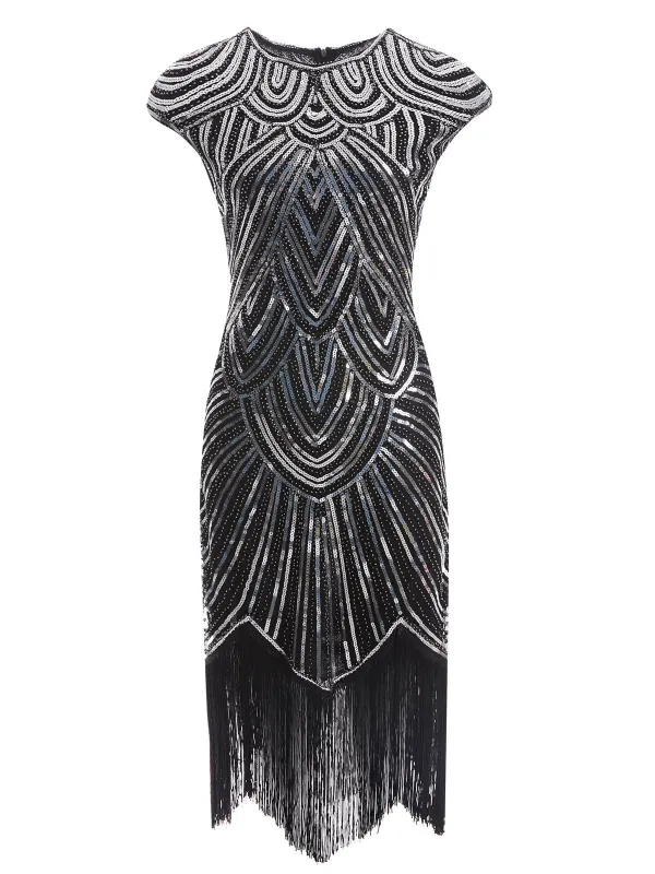 1920s Sequin Beaded Fringed Dress made by Retro Stage