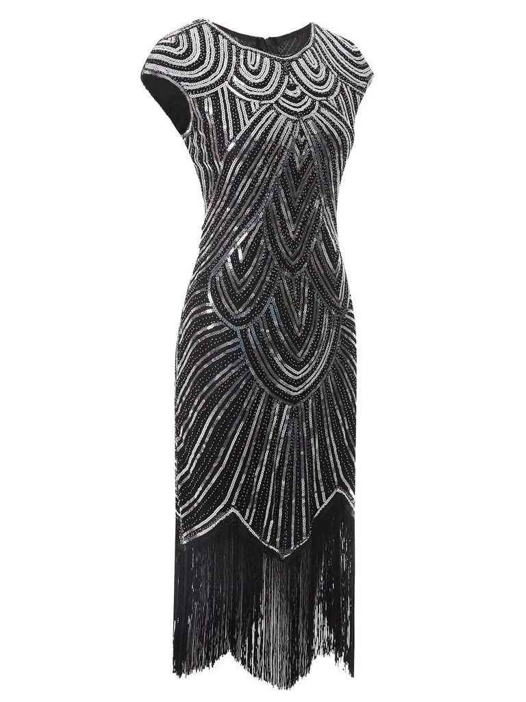 1920s Sequin Beaded Fringed Dress sold by Retro Stage product image thumbnail 5