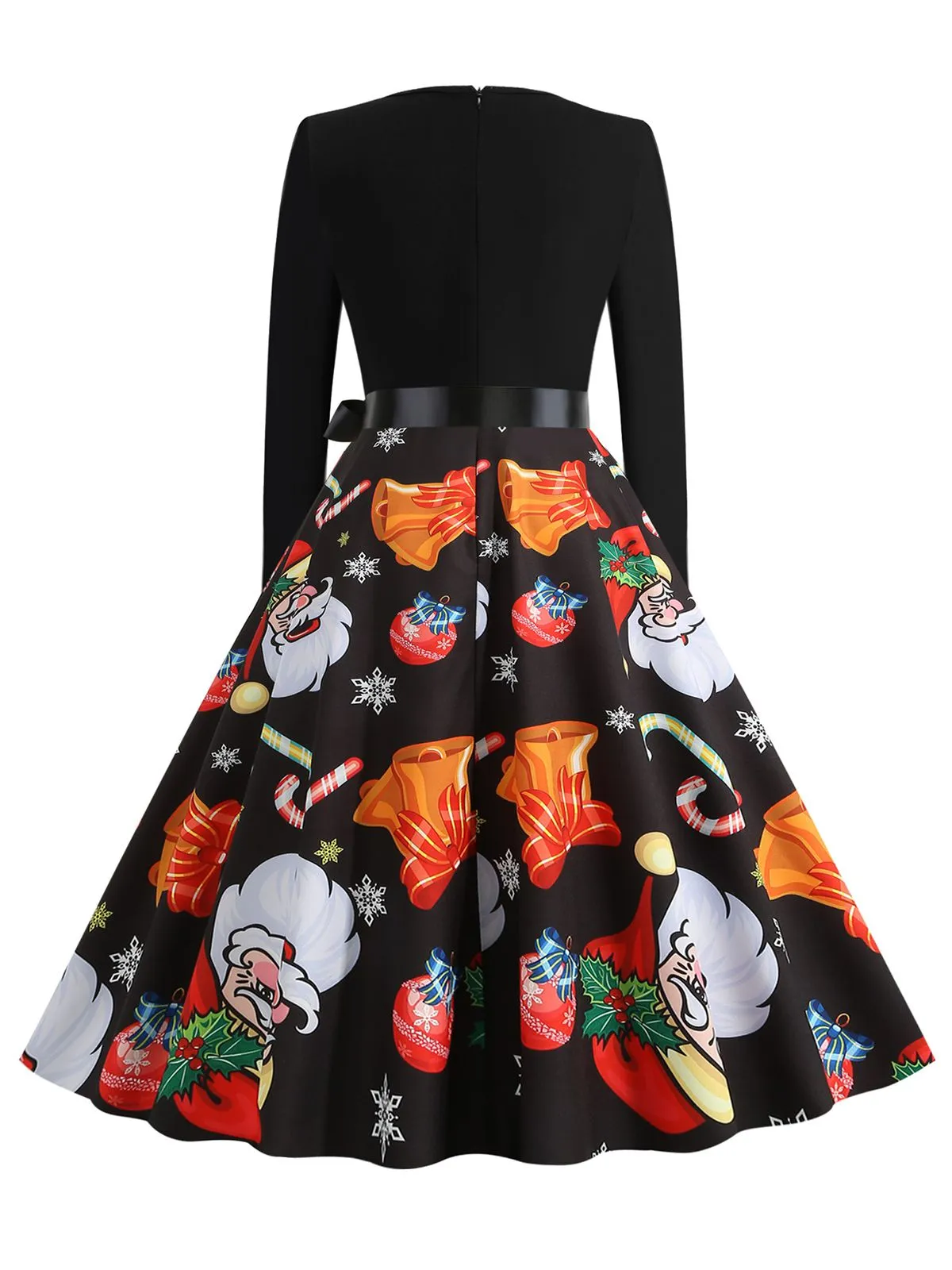 Black 1950s Christmas Santa Belted Dress sold by Retro Stage product image thumbnail 3