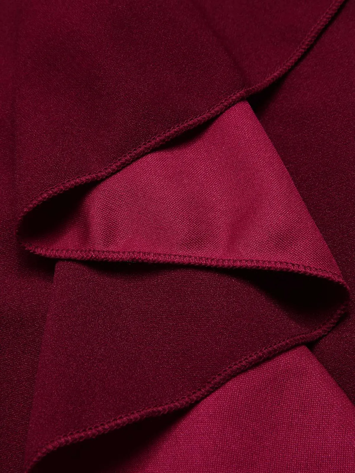 Wine Red 1960s Solid Ruffle Trim Pencil Dress sold by Retro Stage product image thumbnail 4