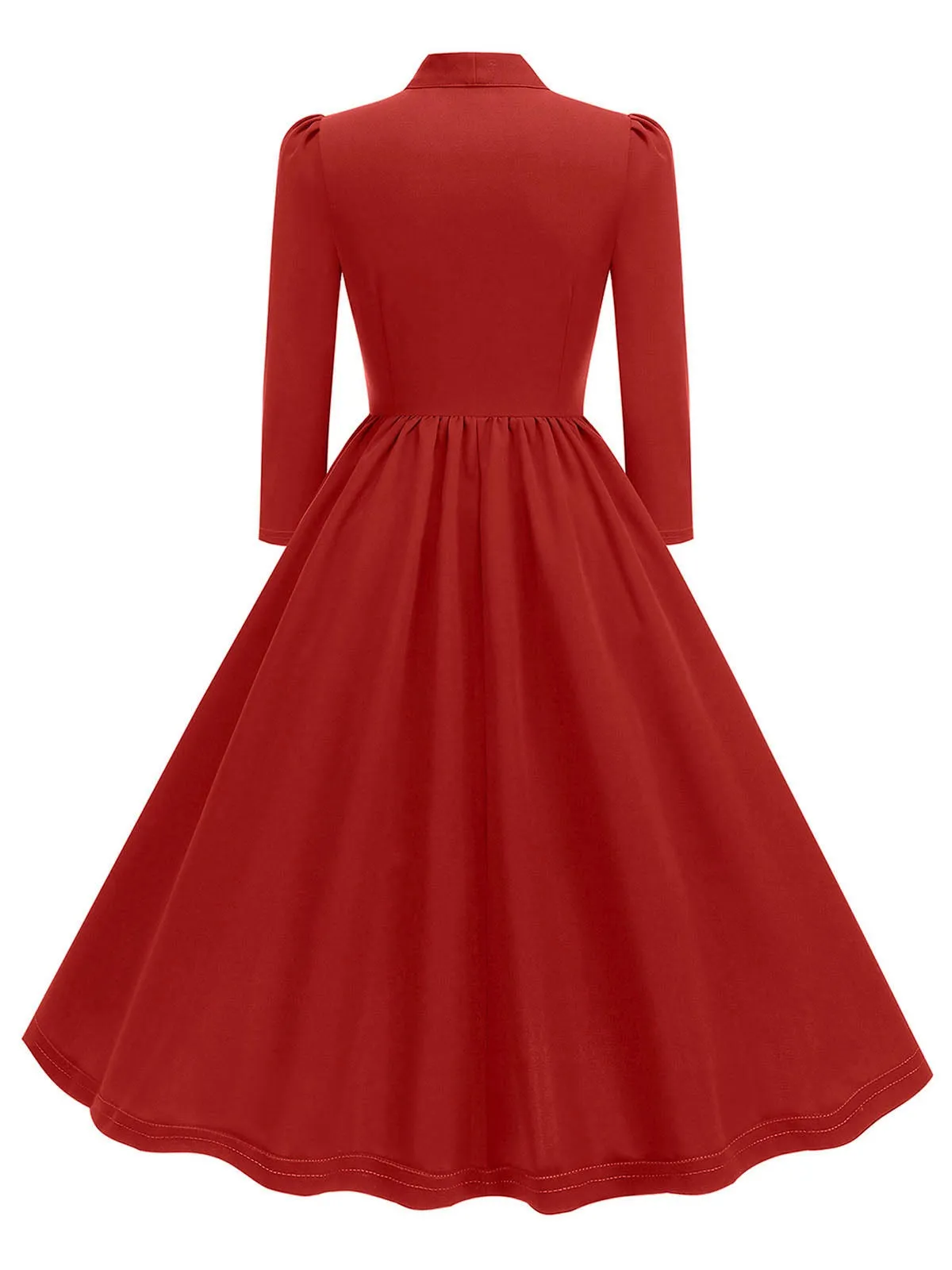 1950s Solid Bow Collar Buttoned Swing Dress sold by Retro Stage product image thumbnail 2
