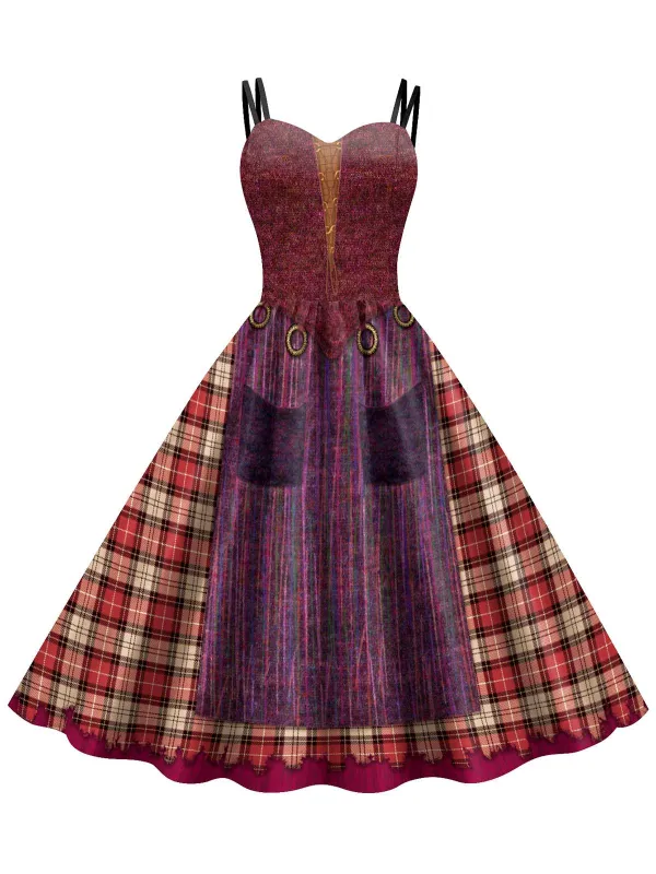 1950s Halloween Plaid Double Straps Dress made by Retro Stage