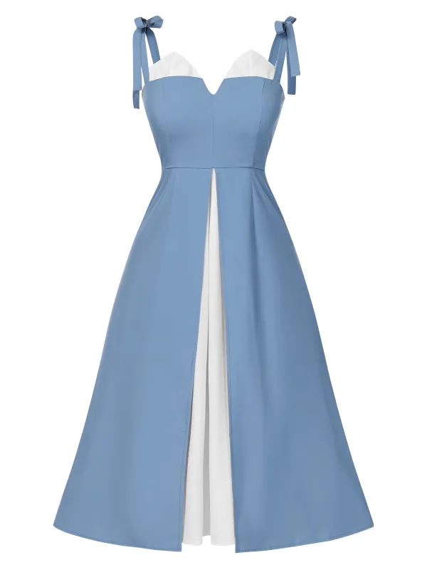 1940s Colorblock Spaghetti Strap Dress made by Retro Stage