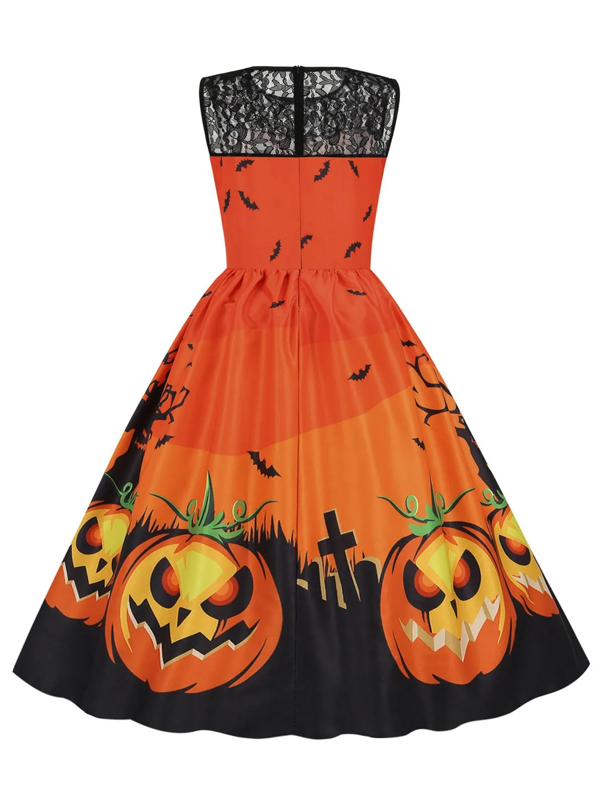 1950s Halloween Lace Patchwork Sleeveless Dress sold by Retro Stage product image thumbnail 3