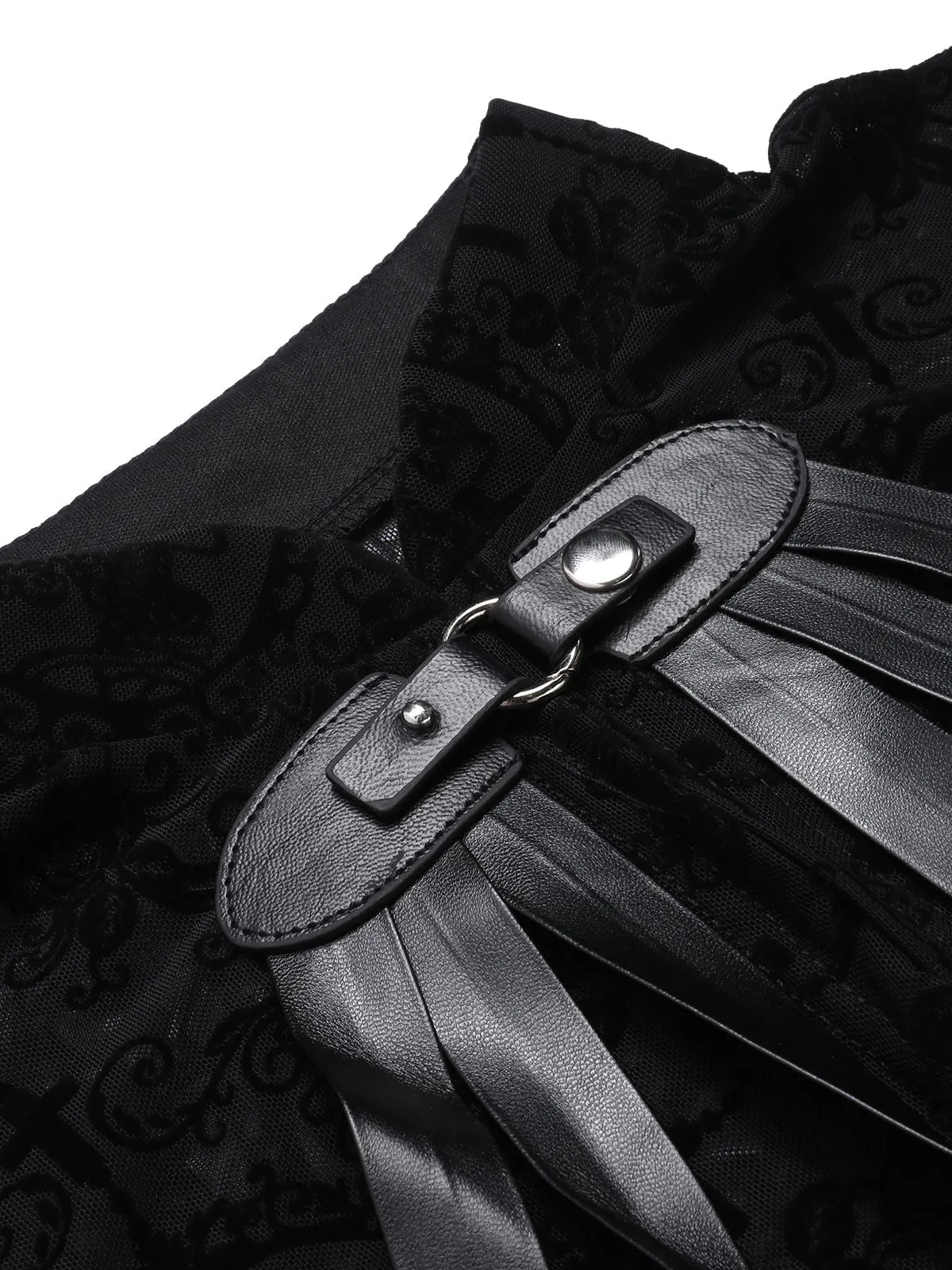Black 1960s Halloween Lace Gothic Buckle Top sold by Retro Stage product image thumbnail 5