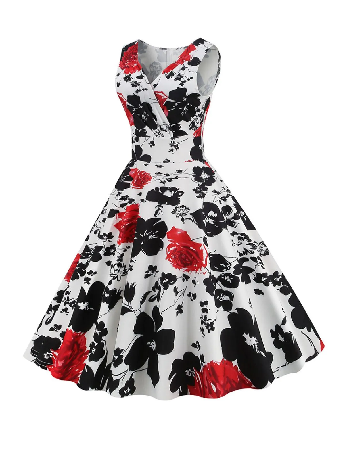 1950s V-Neck Floral Sleeveless Dress sold by Retro Stage product image thumbnail 2