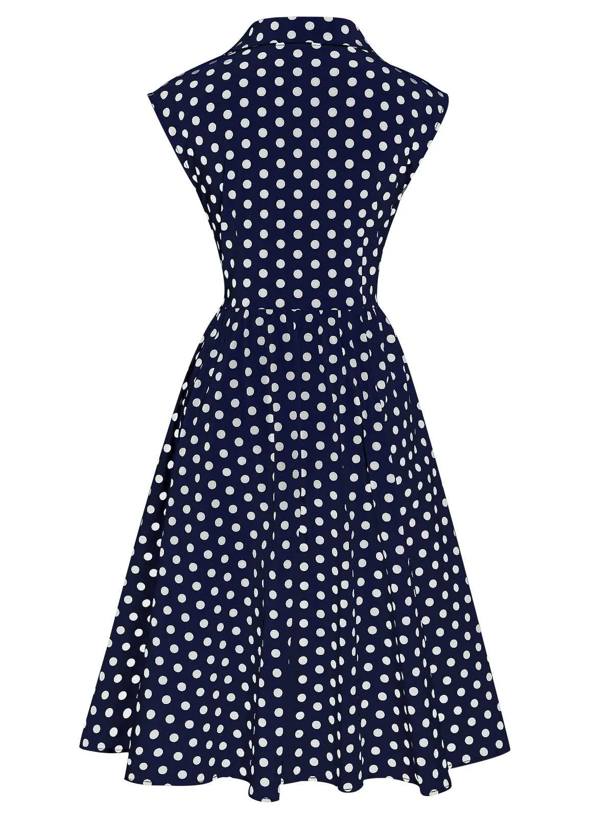 1940s Lapel Polka Dots Sleeveless Dress sold by Retro Stage product image thumbnail 3