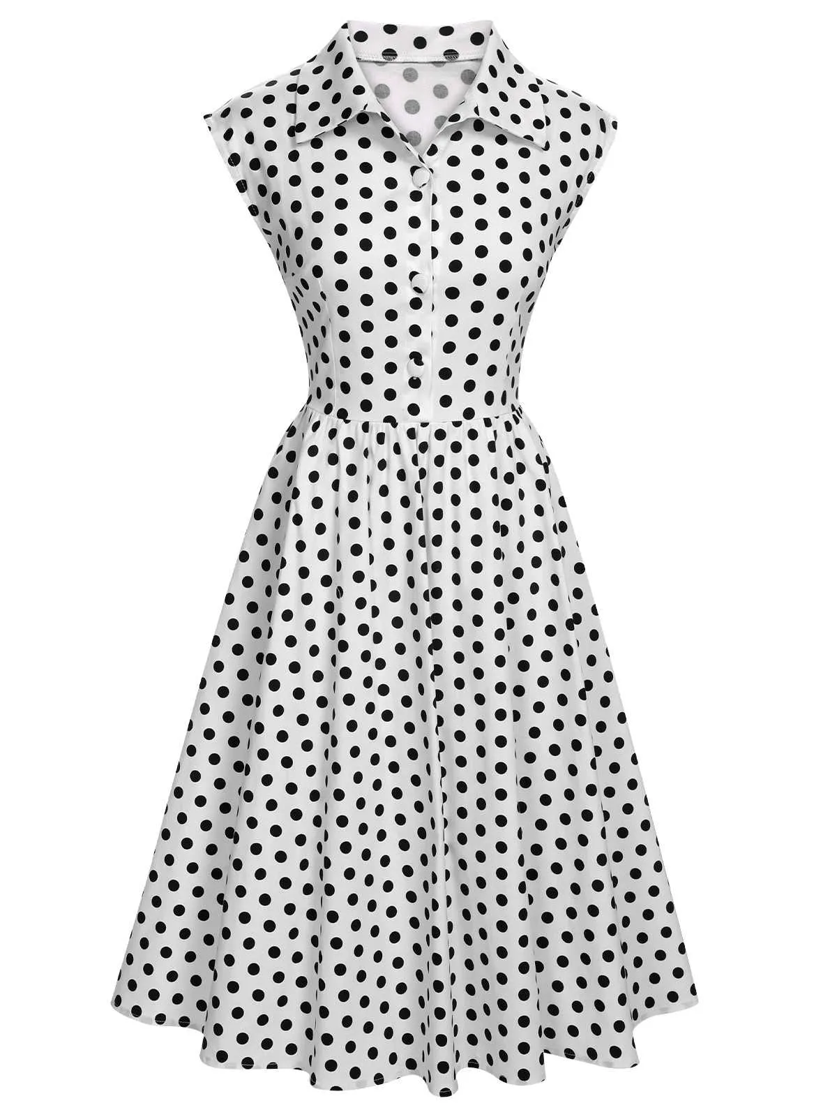 1940s Lapel Polka Dots Sleeveless Dress sold by Retro Stage product image thumbnail 4