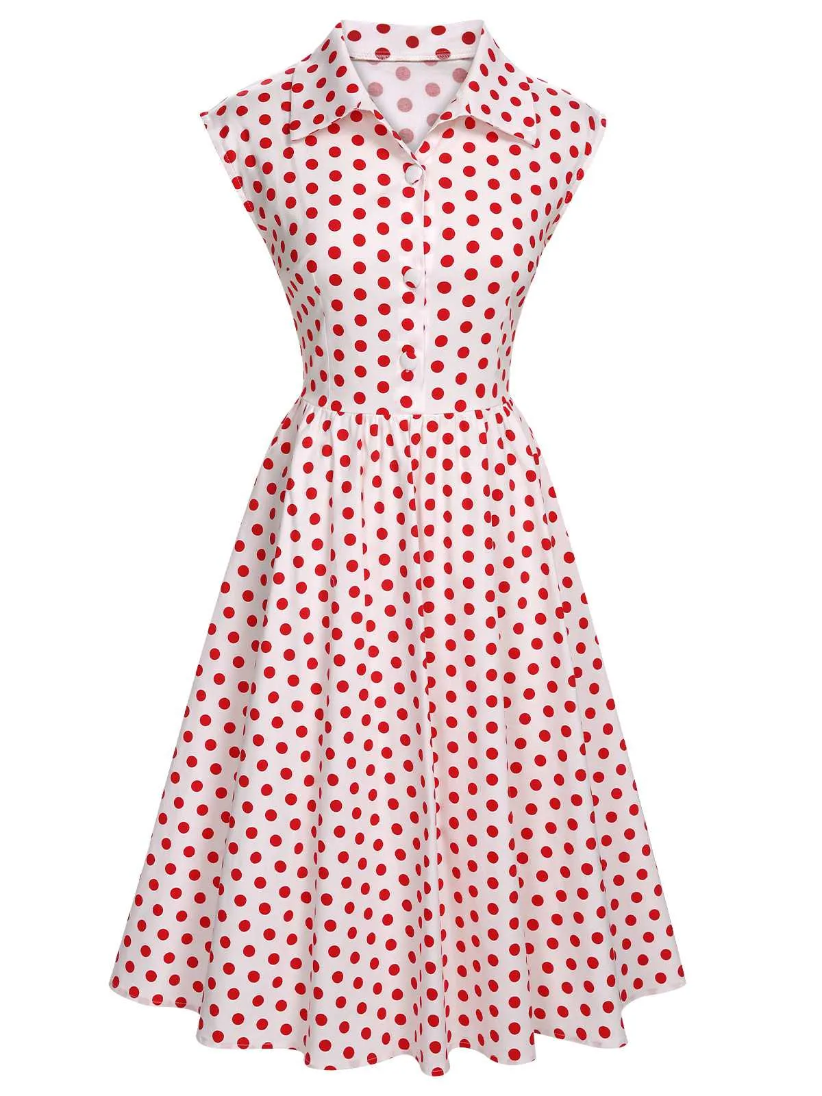 1940s Lapel Polka Dots Sleeveless Dress sold by Retro Stage