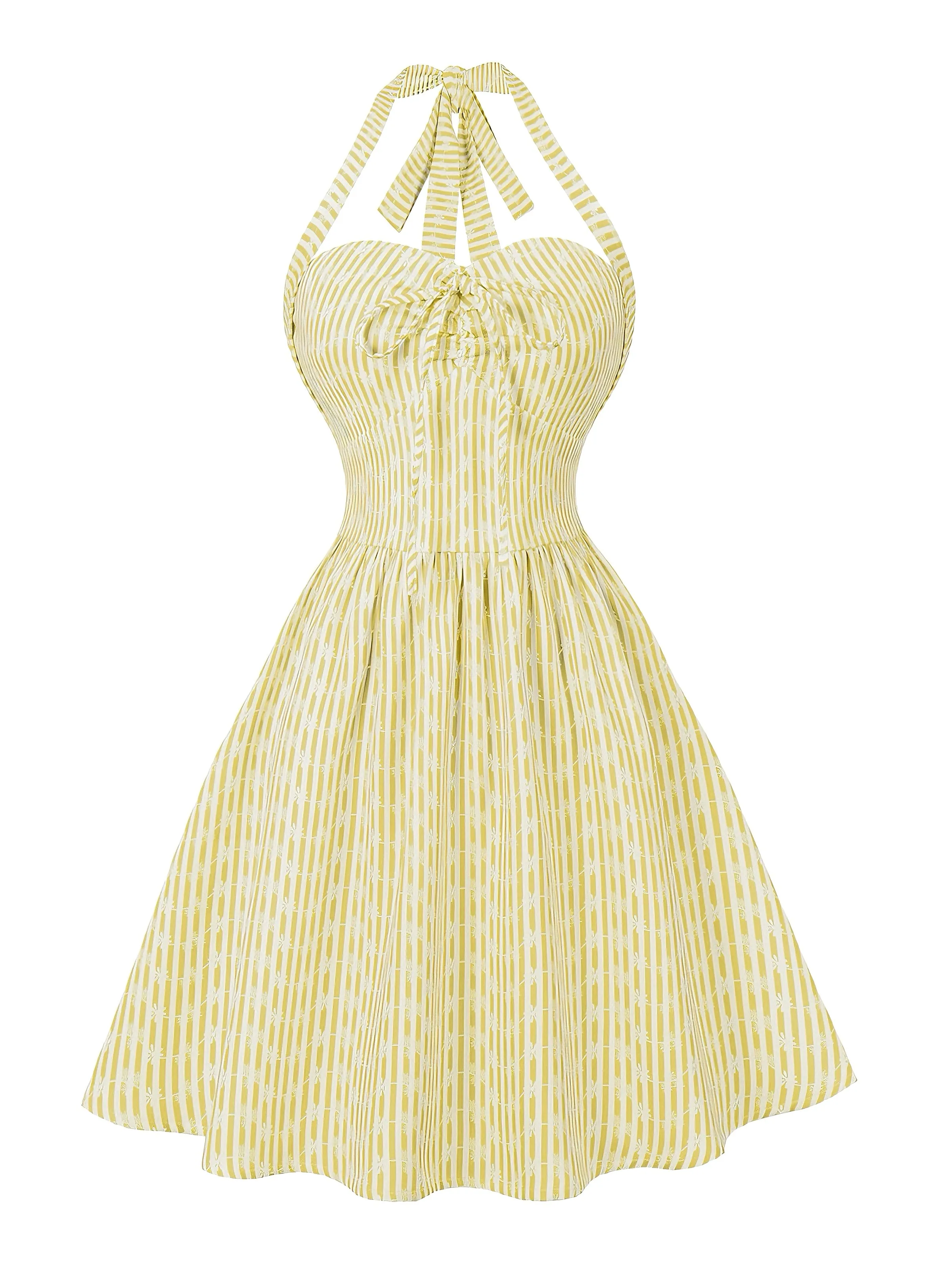 1950s Striped Halter Tie Neck Swing Mini Dress sold by Retro Stage product image thumbnail 2