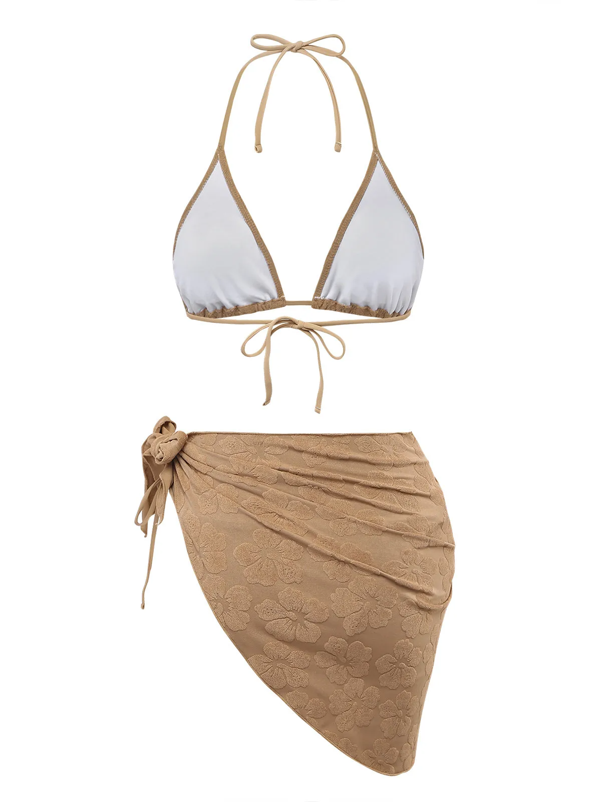 1970s Solid 3D Camellia Foil-Print Swimsuit & Cover-Up sold by Retro Stage product image thumbnail 2