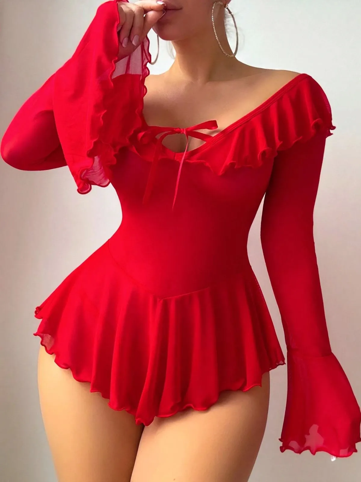 2PCS 1950s Off-Shoulder Sheer Mesh Nightgown sold by Retro Stage product image thumbnail 5