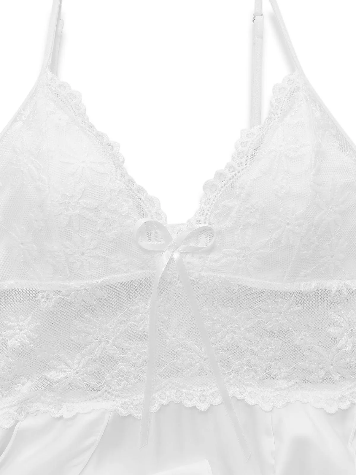 1950s Lace Spaghetti Strap Satin Ruffle Nightgown sold by Retro Stage product image thumbnail 4