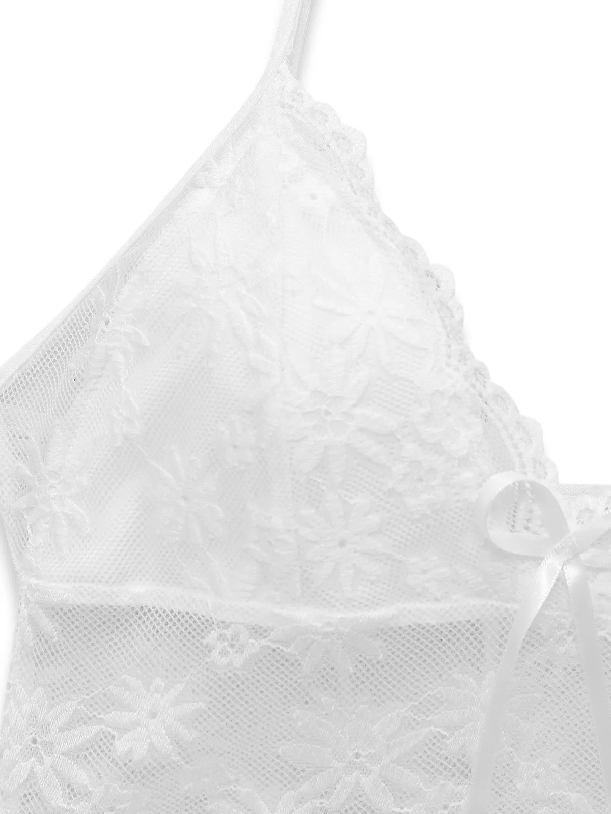 1950s Lace Spaghetti Strap Satin Ruffle Nightgown sold by Retro Stage product image thumbnail 5