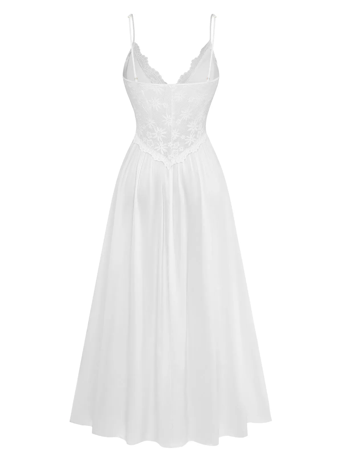 1950s Lace Spaghetti Strap Satin Ruffle Nightgown sold by Retro Stage product image thumbnail 3