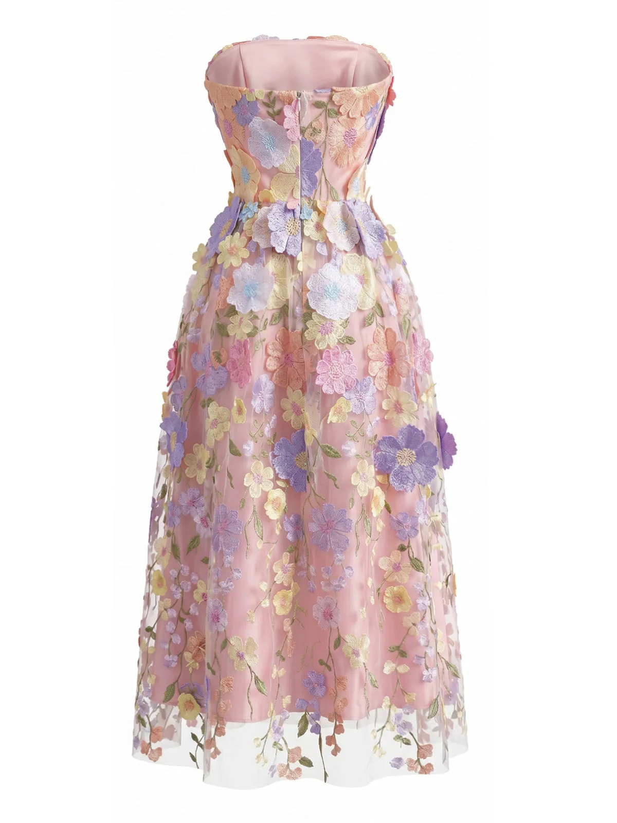 Pink 1940s Floral Bandeau Sleeveless A-line Dress sold by Retro Stage product image thumbnail 3