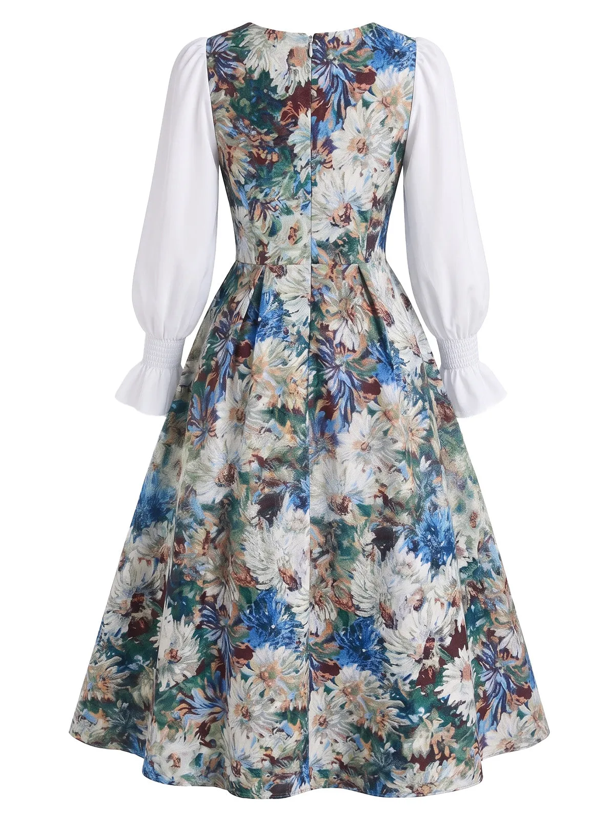 1950s Painterly Floral Print Faux Two-Piece Dress sold by Retro Stage product image thumbnail 3