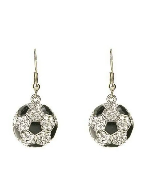 Rhinestone Soccer Ball Dangle Earrings made by Retro Stage